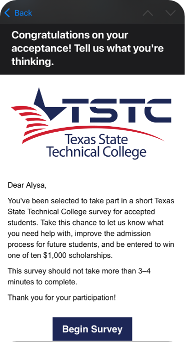 My Acceptance Email